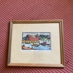 Gladys Wilkins Mrphy woodblock print of Motif #1 in Rockport, MA